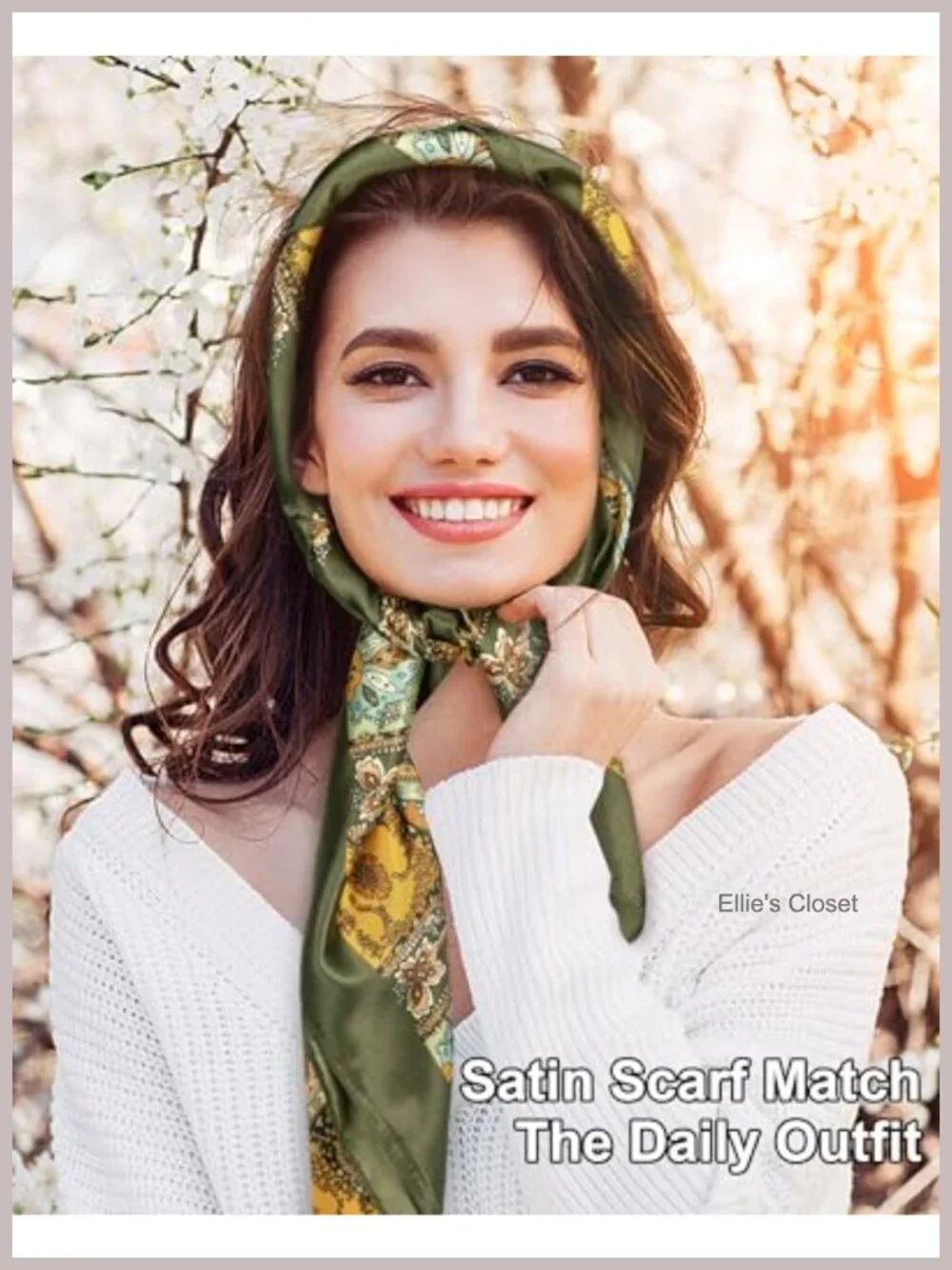 Two 35-Inch Square Satin Head Scarves for Women Hair Wrapping and Neck Wear